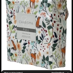 Charisma Full Sheet Set - Nature Print with Green and Orange Accents